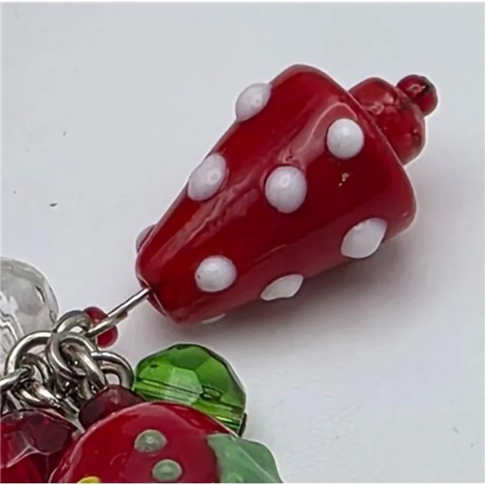 Colorful Lampwork Glass Christmas Charm Bracelet 7